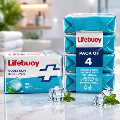 LIFEBUOY COOLS IN SECOND ICE BATH WITH COOL SENSE ACTIVE PACK OF 4 SOAP