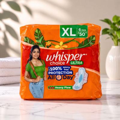Whisper Choice Ultra XL Sanitary Pads  (6 Pads | XL Size | Heavy Flow | All Day Protection)